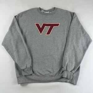 Champion Virginia Tech  Hokies Men's XL VT Gray‎ Crewneck Sweatshirt Athletic